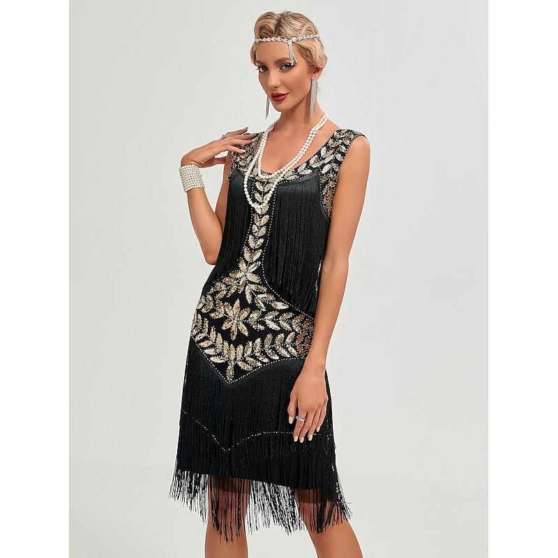 Roaring 20s 1920s Vacation Dress Flapper Dress Dress Masquerade The Great Gatsby Charleston Wedding Guest Sequins Tassel Fringe Fancy Dress Women's New Year Masquerade Wedding Wedding Guest Party