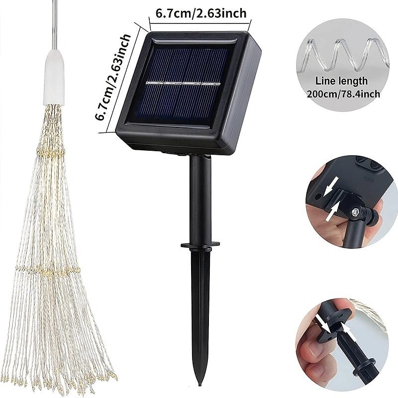 1PC Outdoor Solar Firework Lights, LED Starburst Christmas Sphere Garden Decoration4