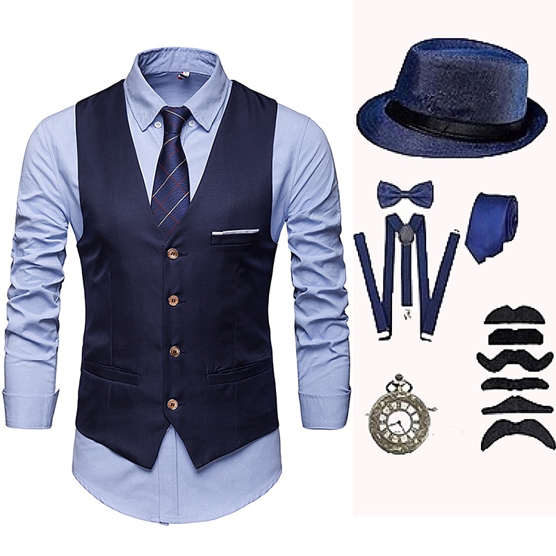 Retro Vintage 1920s Hat Outfits Party Costume Normal The Great Gatsby Gentleman Holiday Christmas Fashion Fancy Dress Men's Halloween Carnival Masquerade Party Evening Wear Masquerade Prom Adults2