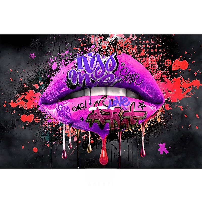 Kiss Me Graffiti Lips Pop Art Canvas Painting Abstract Love Poster And Print Art Wall Pictures For Living Room Home Decoration3