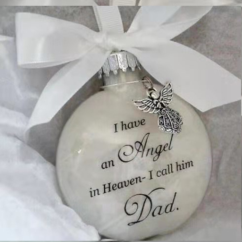 2pc, Home Decor In Heaven Relatives Name Ornament, Keepsake Feather Plastic Ball, Ornament Pendant, Home Decor, Room Decor, Bedroom Decor, Tree Decor