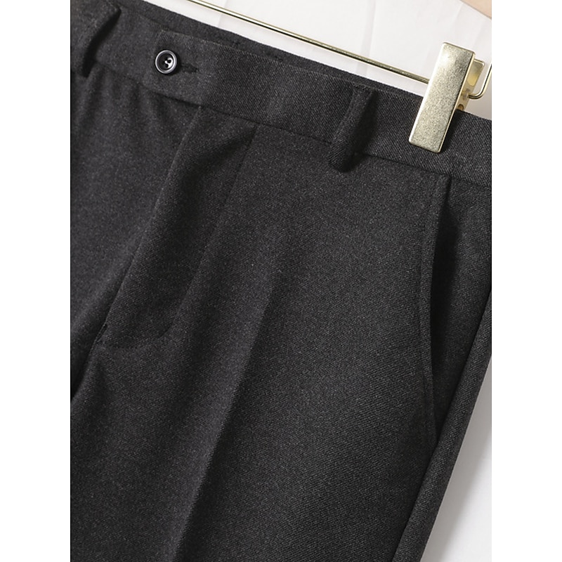 Men's Dress Pants Trousers Suit Pants Tweed Pants Pocket Plain Comfort Breathable Outdoor Daily Going out Fashion Casual Black Light Grey4