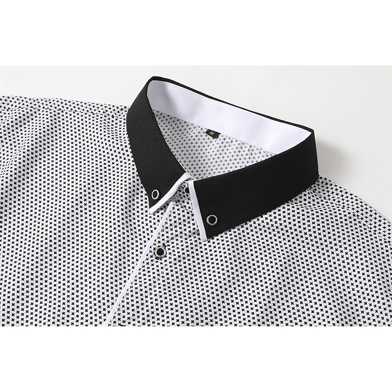 Men's Dress Shirt Button Down Shirt Collared Shirt Polka Dot Wedding Outdoor Black White Red Navy Blue Long Sleeve Turndown Summer Spring Clothing Apparel Print2