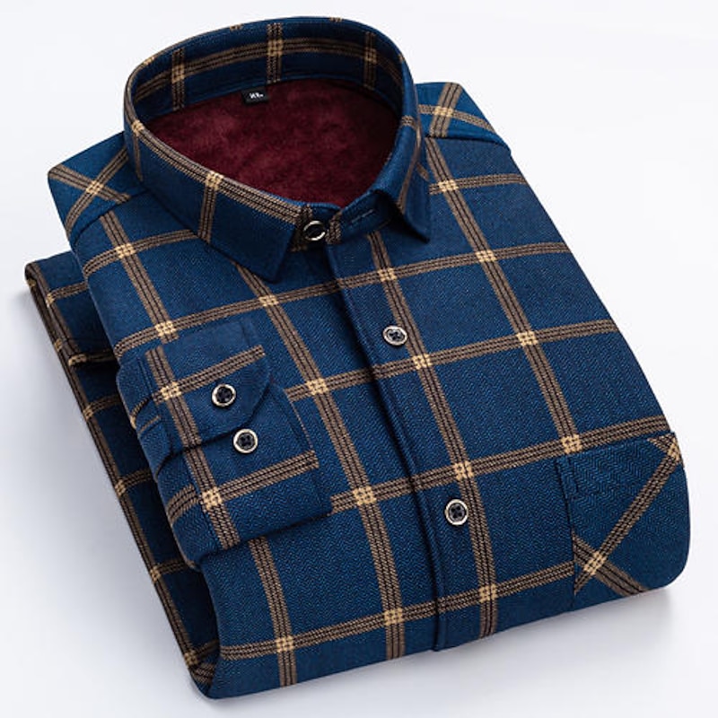 Men's Dress Shirt Flannel Shirt Plaid Shirt Collared Shirt Button Up Shirt Tartan Wedding Work Yellow Red Blue Green Long Sleeve Turndown Spring Fall & Winter Clothing Apparel Color Block3