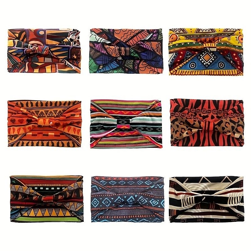 Bohemian Printed Headband Elastic Sweat-absorbent Headband Non Slip Wide Knotted Headband Turban Head Scarfs Bohemian Hair Accessories2