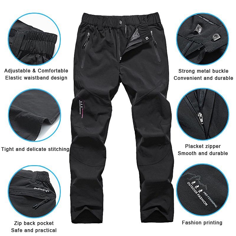 Women's Hiking Pants Trousers Summer Outdoor Quick Dry Multi Pockets Lightweight Stretchy Pants / Trousers Bottoms Elastic Waist Zipper Pocket Navy Black Spandex Hunting Fishing Climbing M L XL XXL3