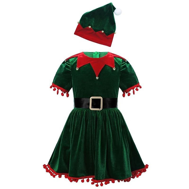 Elf Fancy Costume Cosplay Costumes Santa Hat Girls' Christmas Cosplay Costume Kid's Christmas Christmas Eve Christmas Party Costume2