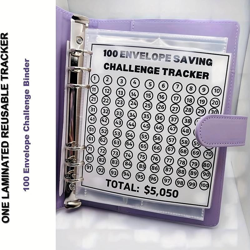 100 Envelopes Money Saving Challenge , Budget Planner Savings Challenge , 2023 New Budget Book Binder With Cash Envelopes ,Savings Challenges Notebook Binders To Save $5,0503