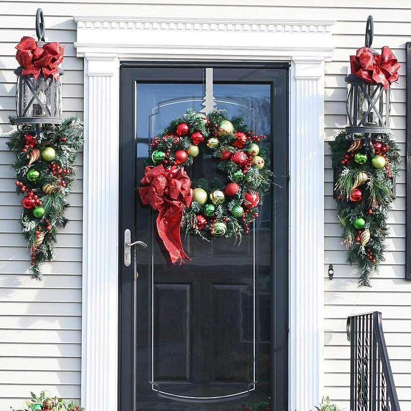 Christmas Wreath Hanger Over The Door Metal Wreath Hook Star Christmas Tree Snowflake Hook for Xmas Party Decor Door Wall Home Office, Silver3