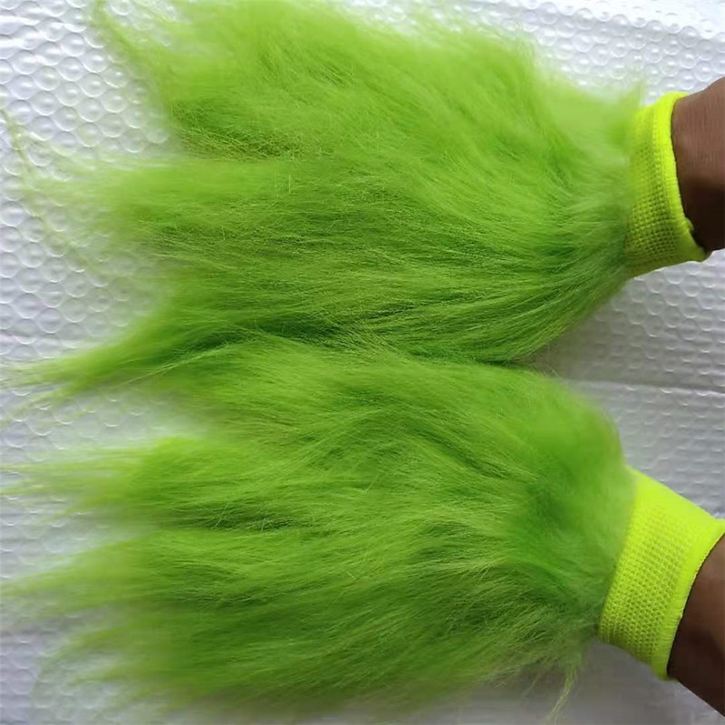 Christmas Thief Green Hair Monster Mask Green Plush Doll  Headgear Carnival Party Dressing Props Green Plush Doll  Mask2