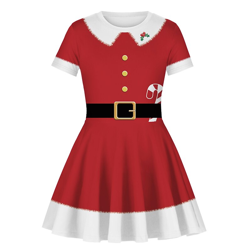 Santa Claus Mrs.Claus Fancy Christmas Dress Women's 1950s Family Matching Outfits Adults' Christmas Masquerade Christmas Eve Christmas Party Dress2