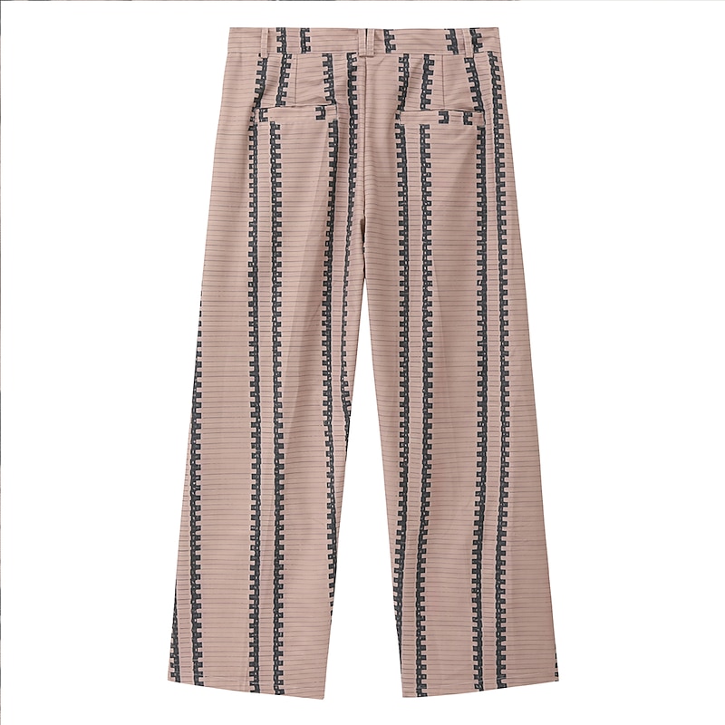 Men's Dress Pants Trousers Casual Pants Front Pocket Straight Leg Stripe Comfort Business Daily Holiday Fashion Chic & Modern Black White2