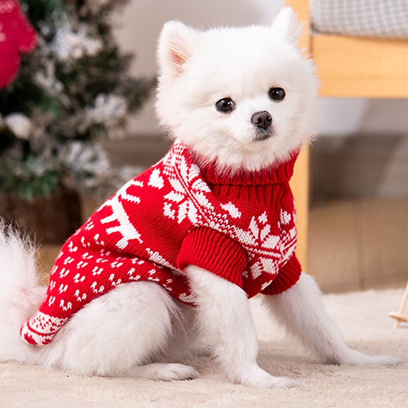 Dog Ugly Christmas Sweater Autumn And Winter High Neck Sweater Stripes Christmas Cute Comfortable And Warm Personality