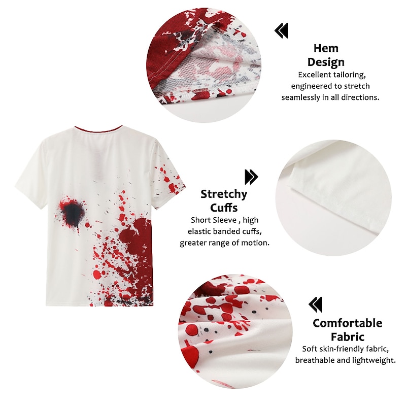 I'M Fine Mens Graphic Shirt Color Block Prints Fashion Basic Casual 3D Henley Tee Vintage Outdoor Daily Going Black Blue Red & White Cotton3