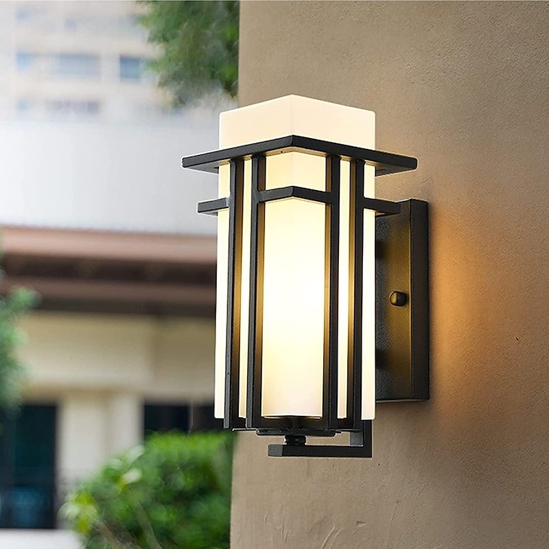 LED Wall Sconce Lighting Fixture IP65 Antique Wall Sconce Lantern External Waterproof Rustproof Aluminum Glass Lantern Wall Lamp Lantern Courtyard Garden Balcony Villa Decorative Lights 110-240V2