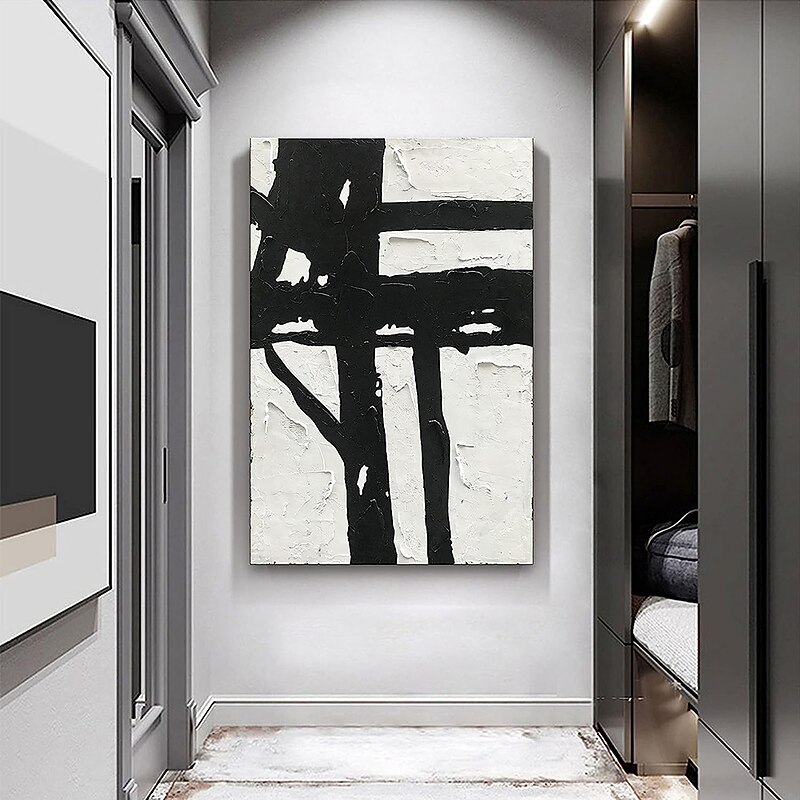 Handmade Oil Painting Canvas Wall Art Decoration Modern Abstract Black and White Simplicity for Home Decor Rolled Frameless Unstretched Painting3