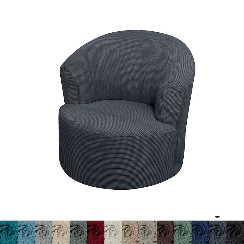 Stretch Swivel Chair Cover Burgundy Club Chair Casual Chair Slipcover Accent Modern Style Round Arm Chair Cover Furniture Protector Thicken Spandex Jacquard Slipcover Washable 20