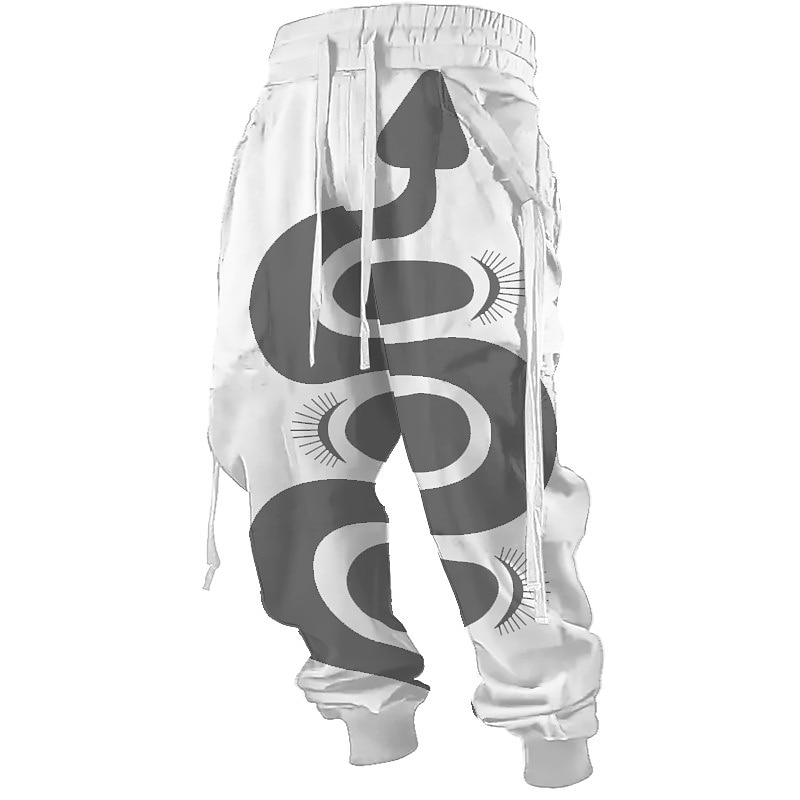 Snake Abstract Men's 3D Print Sweatpants Joggers Pants Trousers Outdoor Street Casual Daily Polyester Black White Purple S M L Mid Waist Elasticity Pants4