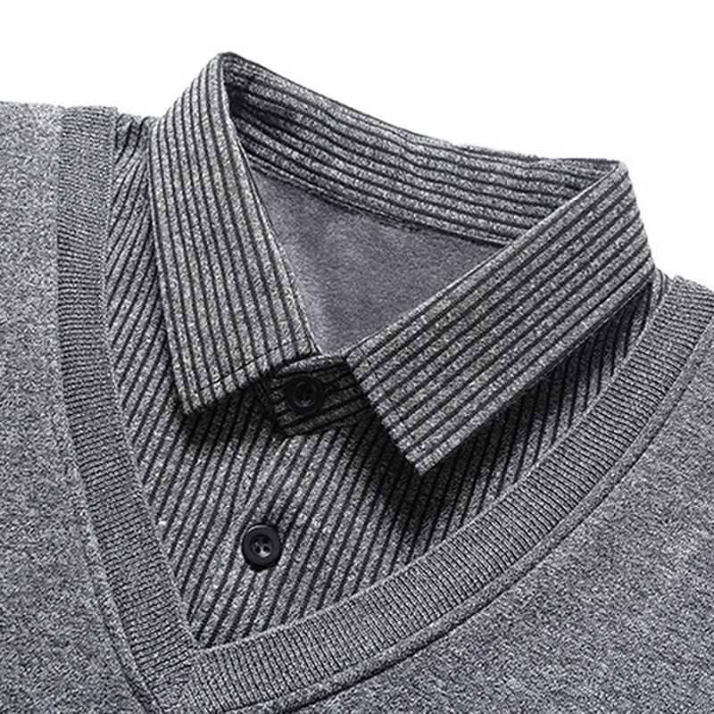 Men's Pullover Sweater Jumper Jumper Ribbed Knit Regular Knitted Warm Plain Mock Collar Modern Contemporary Work Daily Wear Clothing Apparel Winter Black Dark Navy S M L3