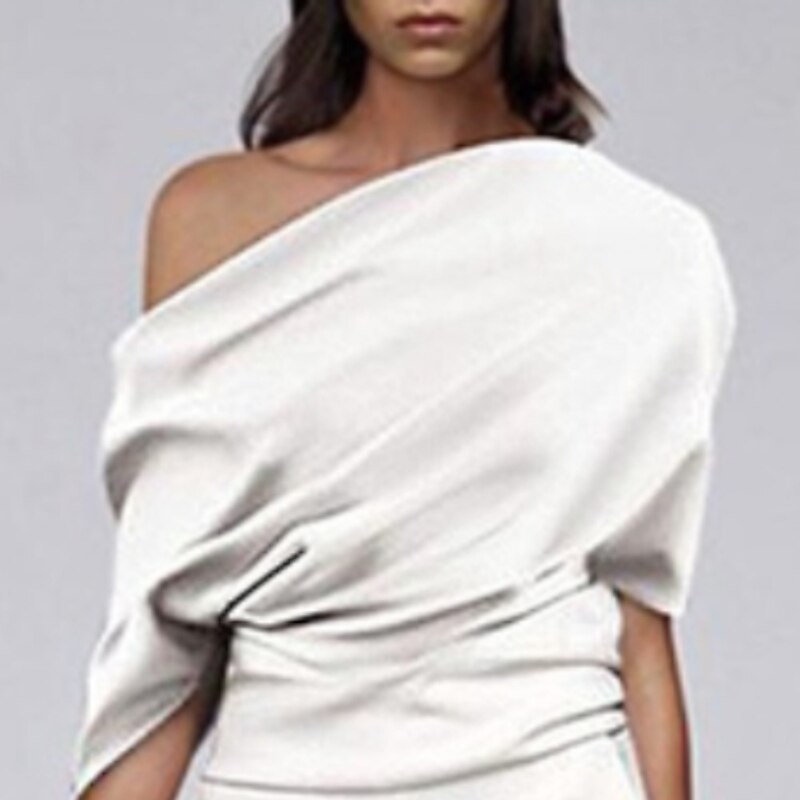 Women's Normal Jumpsuit Formal Solid Color Half Sleeve Raglan Sleeves Straight Party Office Regular Fit Black White Fall2