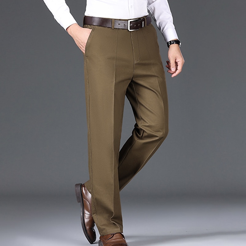 Men's Trousers Chinos Chino Pants Pocket Plain Comfort Breathable Outdoor Daily Going out Fashion Casual Black Khaki3