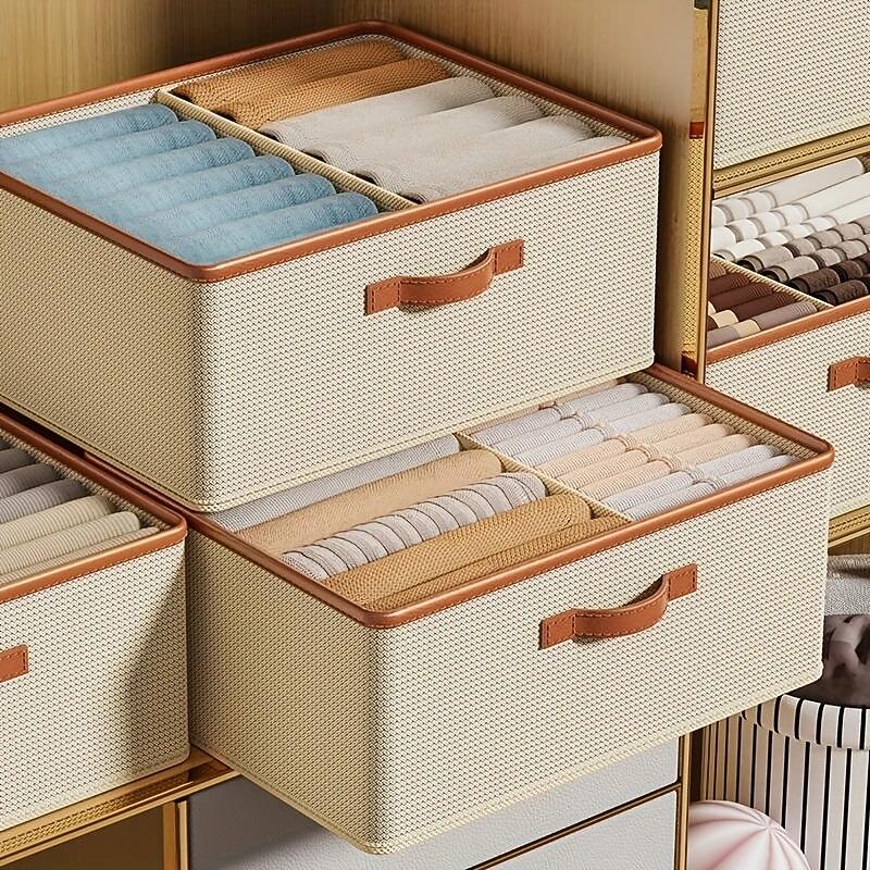 Wardrobe Clothes Storage Box, Fabric Foldable Storage Box, Storage Organizer Case, Large Capacity Clothes Pants Underwear Socks Sorting Storage Case, Household Storage Organizer4