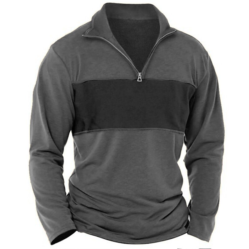 Men's T Shirt Tee Top Long Sleeve Shirt Long Sleeve Turndown Spring &  Fall Color Block Fashion Designer Basic Patchwork Vacation Street Going out Navy Blue Brown Army Green Top Tee for Men3