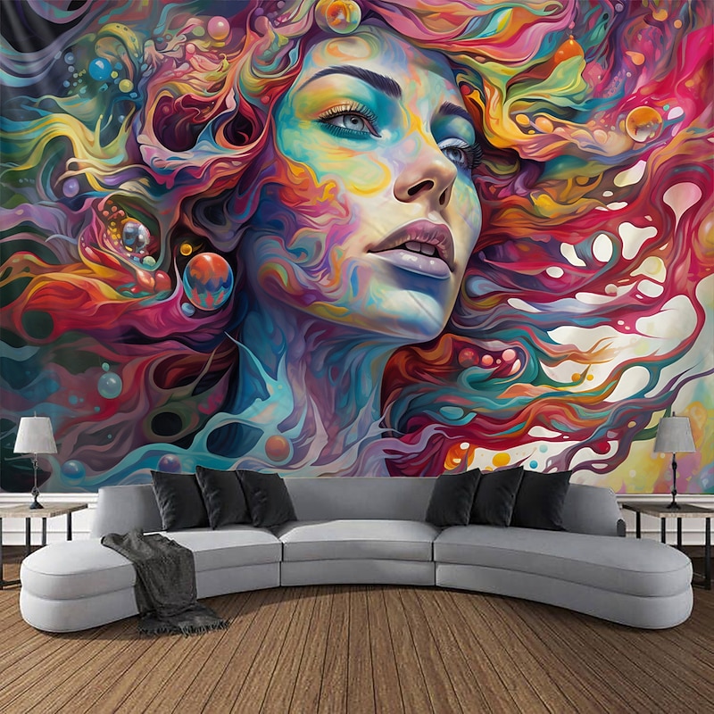 Graffiti Woman Hanging Tapestry Wall Art Large Tapestry Mural Decor Photograph Backdrop Blanket Curtain Home Bedroom Living Room Decoration4