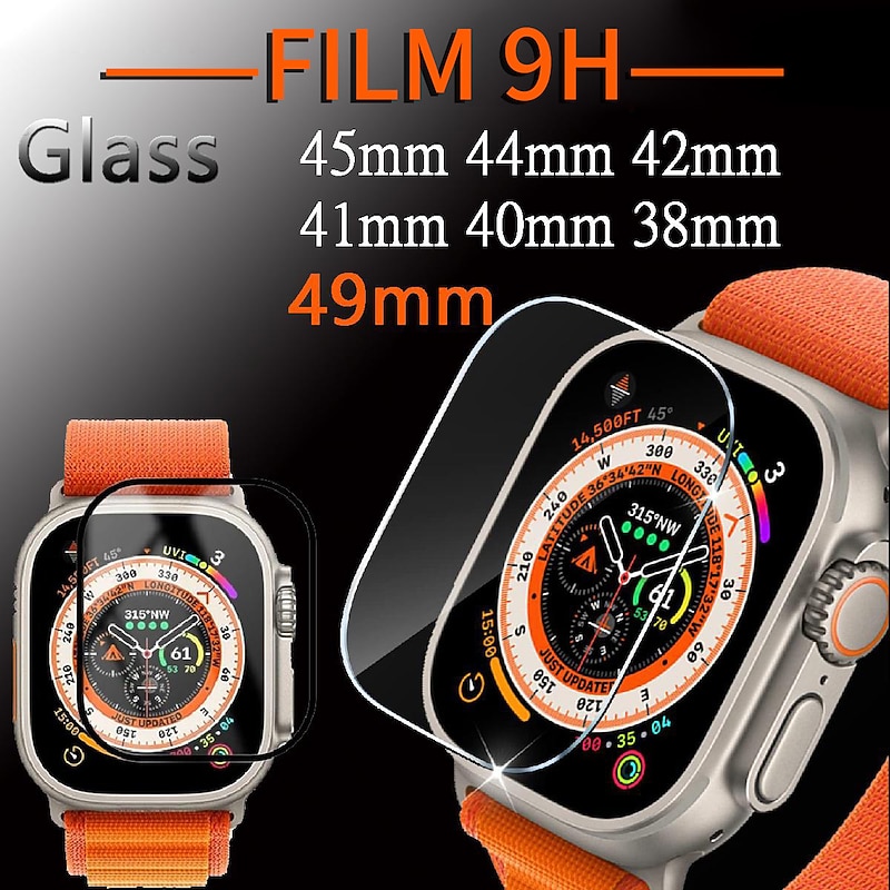 Screen Protector Film for iWatch Ultra/Ultra 2 Series 9 8 7 6 SE 5 4 3 2 1 for Apple Watch 49mm 44mm 40mm  Soft / Tempered glass Protective Accessories（3/1pcs film）