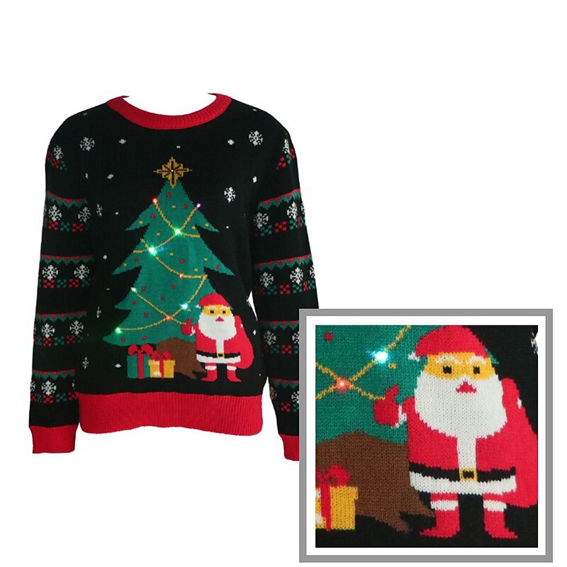 Christmas Santa Claus Christmas Trees Ugly Christmas Sweater Pullover Jumper Print Funny For Women's Adults' Christmas Carnival New Year Non-Printing Party Casual Daily2