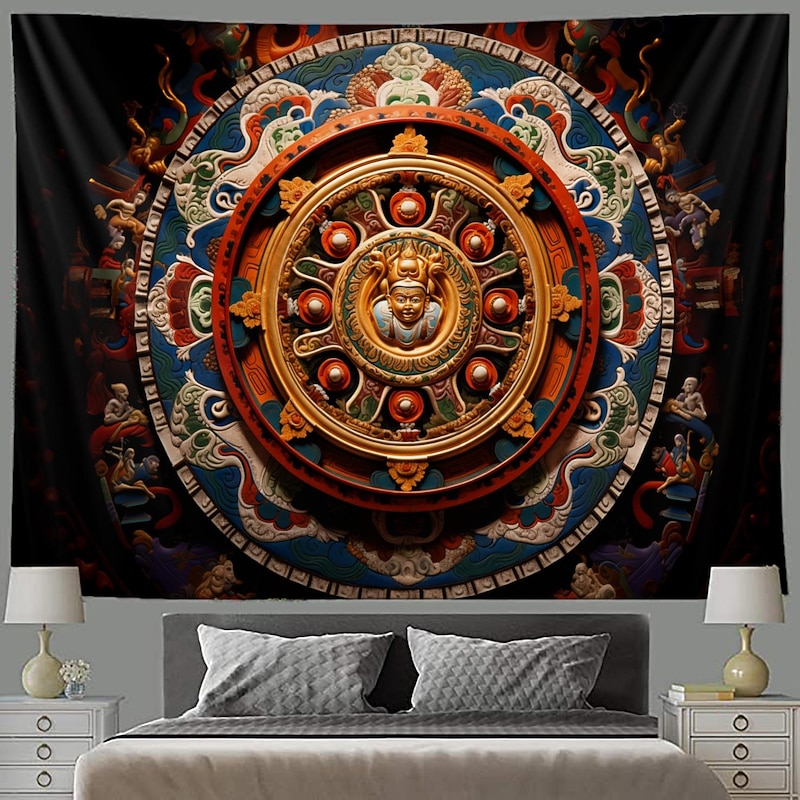 Indian Mandala Hanging Tapestry Wall Art Large Tapestry Mural Decor Photograph Backdrop Blanket Curtain Home Bedroom Living Room Decoration 6