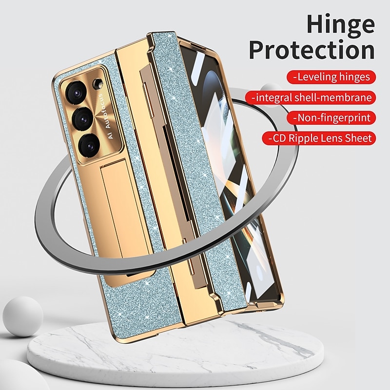 Phone Case For Samsung Galaxy Z Fold 6 Z Fold 5 Z Fold 4 Z Fold 3 With Magsafe with Stand Holder with Screen Protector Support Wireless Charging PC PU Leather4