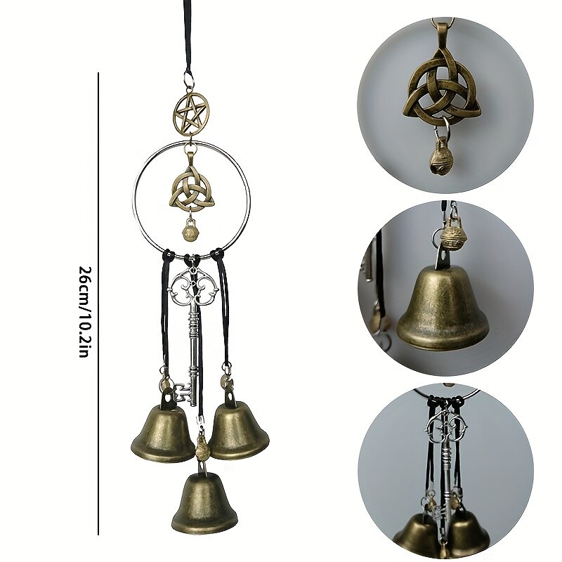 1pc, Witch Bells Witchcraft Decor Gifts, Magic Pagan Wall Home Room Door Knob Decorative, Witches Runes Wiccan Altar Supplies3