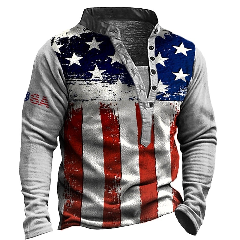 Veterans Day Men's Patriot Patriotic Veteran Unisex Graphic Prints National Flag Sweatshirt Pullover Button Up Hoodie Long Sleeve Sweatshirt Standing Collar Streetwear Designer Casual 3D Print Daily4