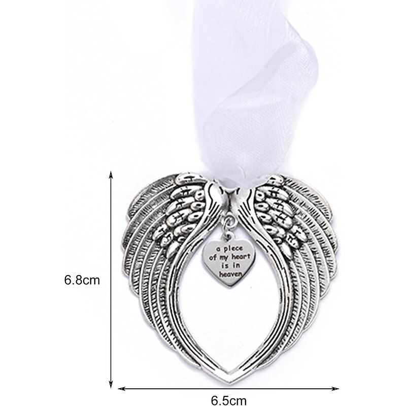 Angel Wings Christmas Ornament with Lanyard Style Memorial Decoration for Tree Sympathy Gift Loved Ones in Silver4