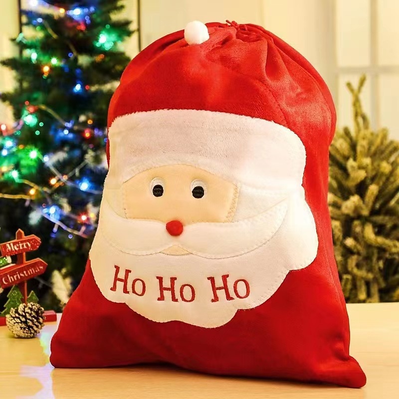 Santa Claus Large Gold Velvet Gift Bag Drawstring Necklace Gift Backpack Christmas Decorative Items Props for Christmas Gifts4