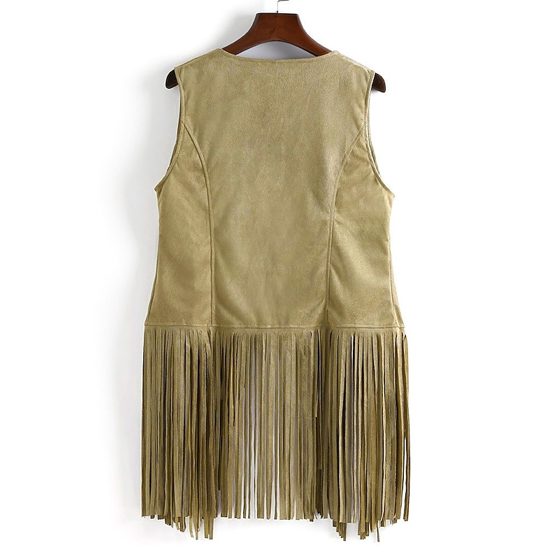Retro Vintage 1960s 1970s Suede Vest Hippie Disco Tassel Fringe Fancy Dress Women's Girls' Christmas Halloween Carnival Performance Party / Evening Pride Parade Adults' Vest3