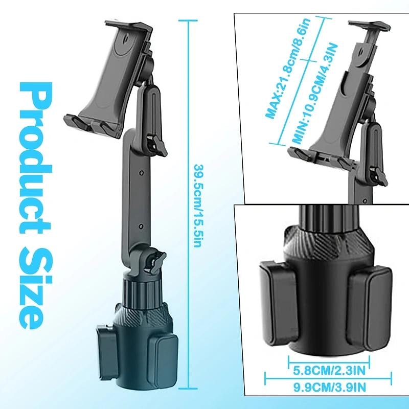 Car Cup Holder Tablet Phone Mount With Heavy Duty Cupholder Base Adjustable Tablet Phone Holder For Car/Truck Compatible With 4-13inch Tablets All Cellphones2