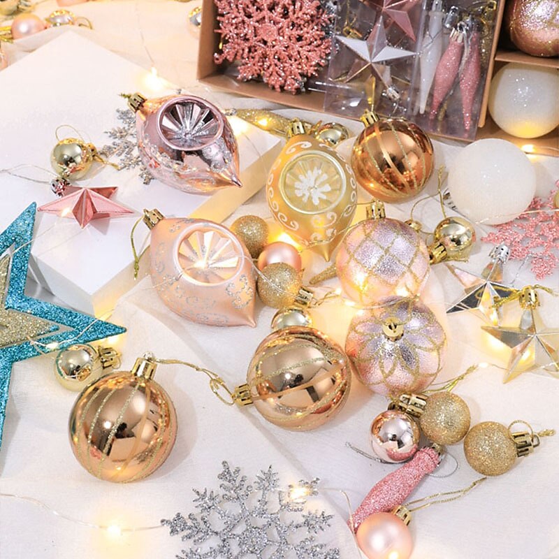 Christmas Ball Tree Topper Star 73pcs/box Christma Decor Present4