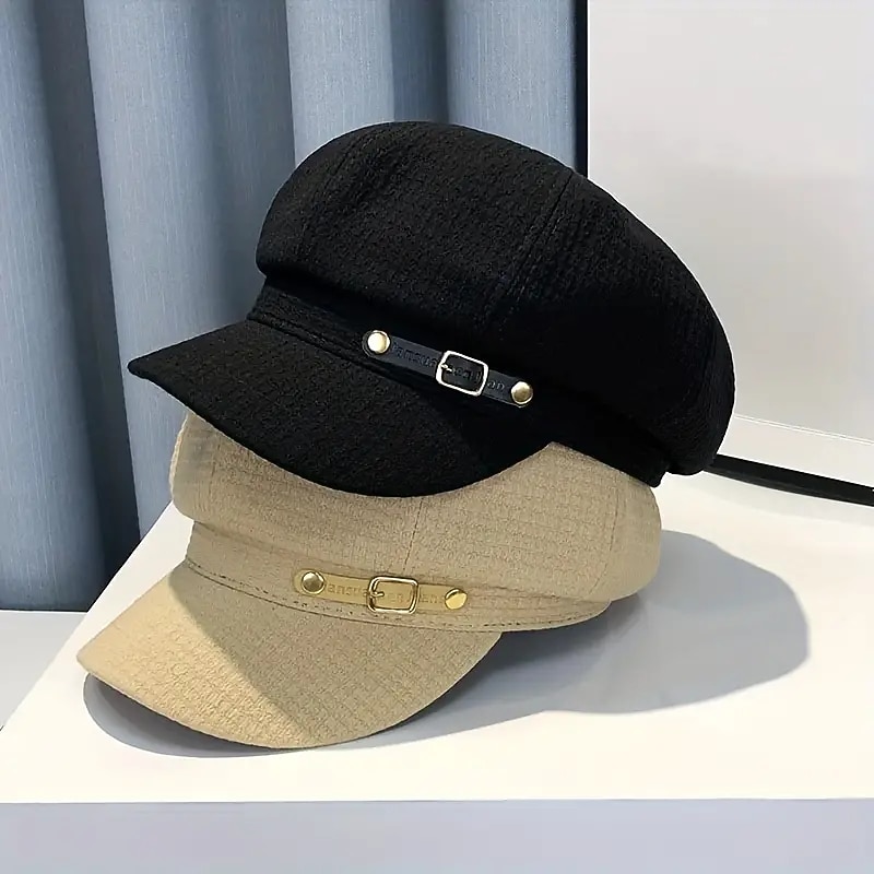 Elegant Embossed Berets Classic Solid Color British Style Beret Cap Breathable Newsboy Hats For Women Autumn & Winter2