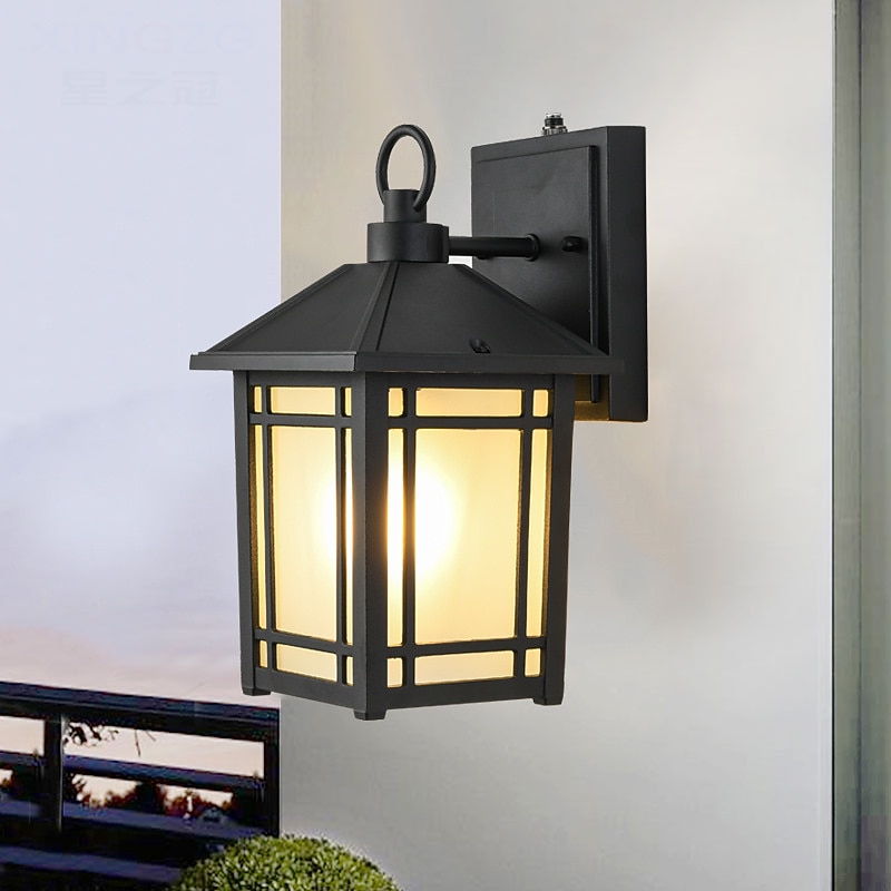 Outdoor Wall Light Fixtures with Dusk to Dawn Sensor Exterior Waterproof Wall Lanterns Wall Mounted Lighting Glass Shades for Patio Front Door Entryway 110-240V4