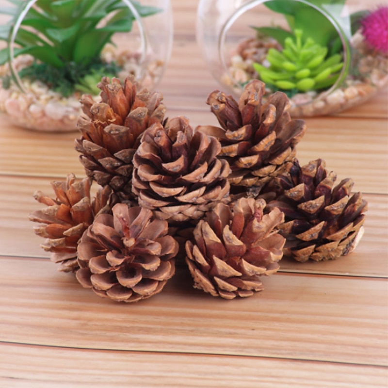 6/9pcs Christmas Pine Cone Ornaments with String Natural Wood Rustic Christmas Tree Decoration Crafts Christmas Home Hanging Ornament3