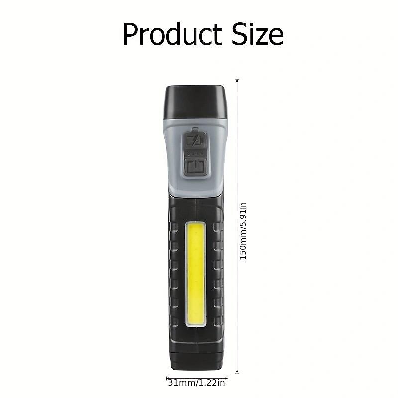 New Multi-functional 90-degree Angle Portable Flashlight USB Charging with Magnet Work Light Power Display3