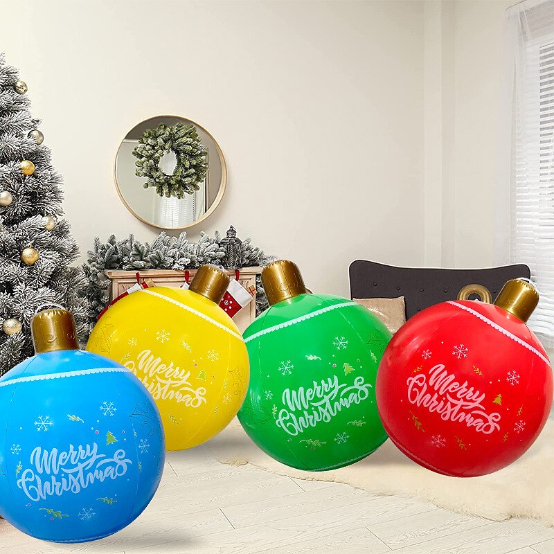 PVC Inflatable Christmas Ball, 60cm Xmas Decoration Ball, Indoor Shopping Mall Bar Decorations, Outdoor Hanging Tree Lantern Ball3