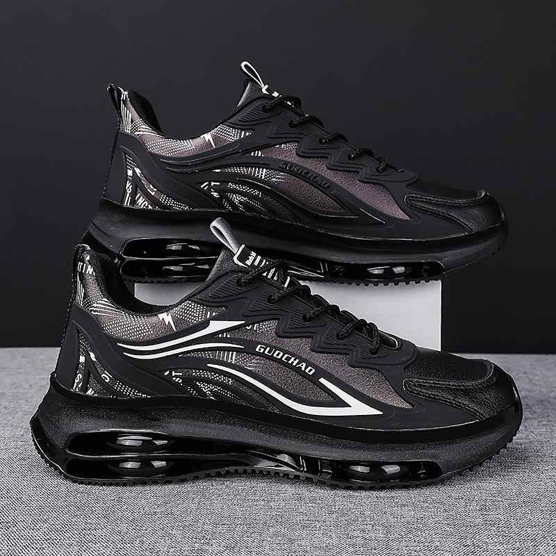 Men's Lightweight Air Cushion Sneakers with Transparent Design – Trendy Lace-Up Athletic Shoes for Running and Casual Wear4