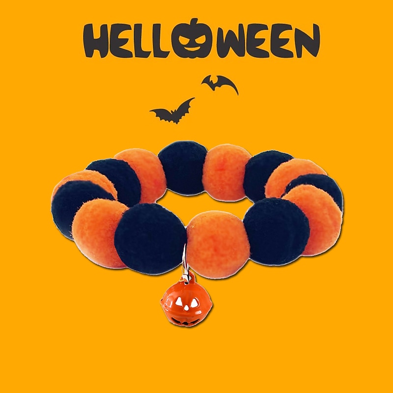 5 Pcs Pet Halloween Bell Cat Dog Ball Collar Elastic Adjustable Pet Collar Accessories3