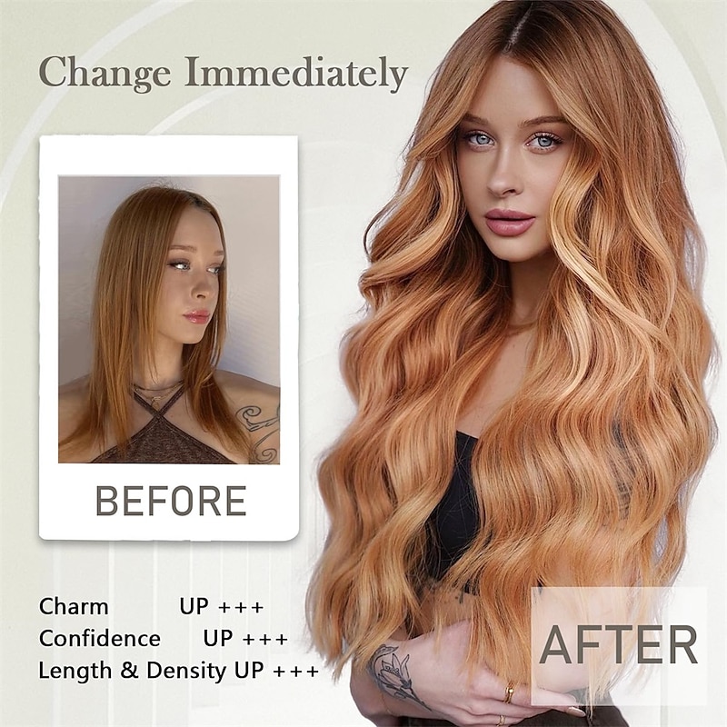 Hair Extensions 20 Inch Long Wavy Blonde Hair Extensions with Invisible Wire Adjustable Size 4 Secure Clips in Hair Extensions for Women3