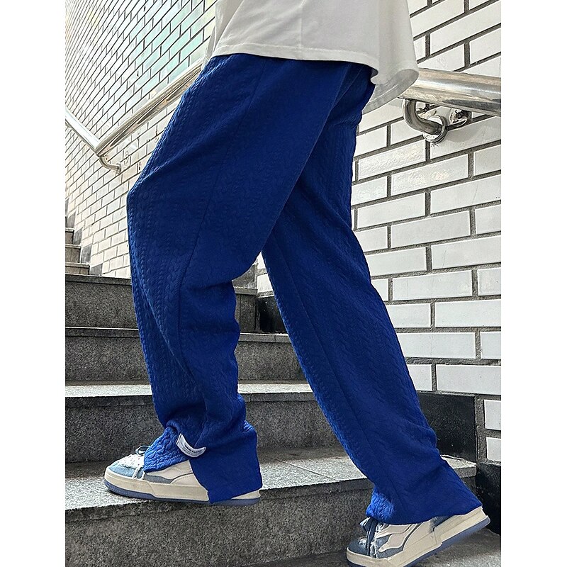 Men's Sweatpants Joggers Wide Leg Sweatpants Pocket Drawstring Elastic Waist Plain Comfort Breathable Outdoor Daily Going out Fashion Casual Black Blue2