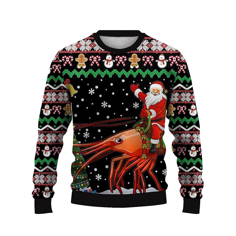 Ugly Christmas Sweater Men's Funny Sweaters Santa Claus Snowflake Print Knitting Pullover Jumper Knitwear New Years Eve Sweater Outdoor Daily Vacation Long Sleeve Crewnecks Wine Black Fall Winter2
