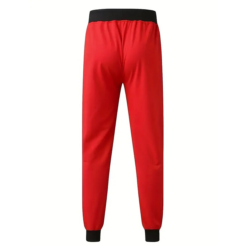 Men's Sweatpants Joggers Pocket Drawstring Elastic Waist Color Block Comfort Breathable Outdoor Daily Going out Fashion Casual Red Dark Gray3
